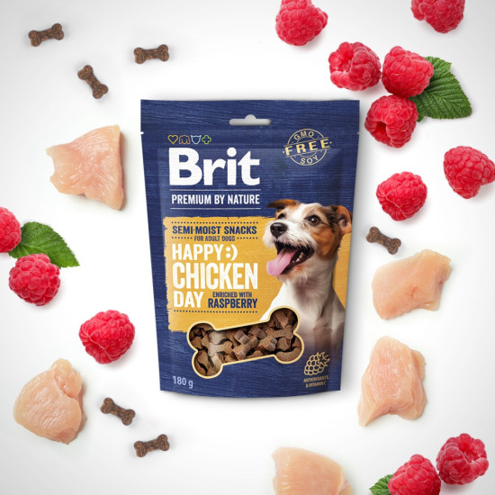 Ласощі для cобак Brit Premium Semi-moist Snacks 180 г (курка та малина)