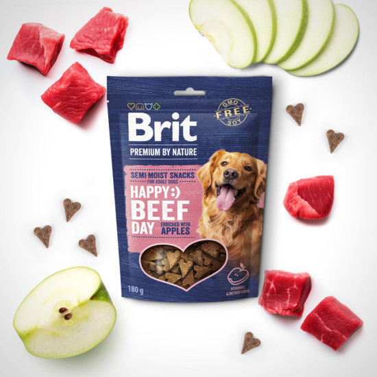 Лакомство для собак Brit Premium Semi-moist Snacks 180 г (говядина и яблоки)