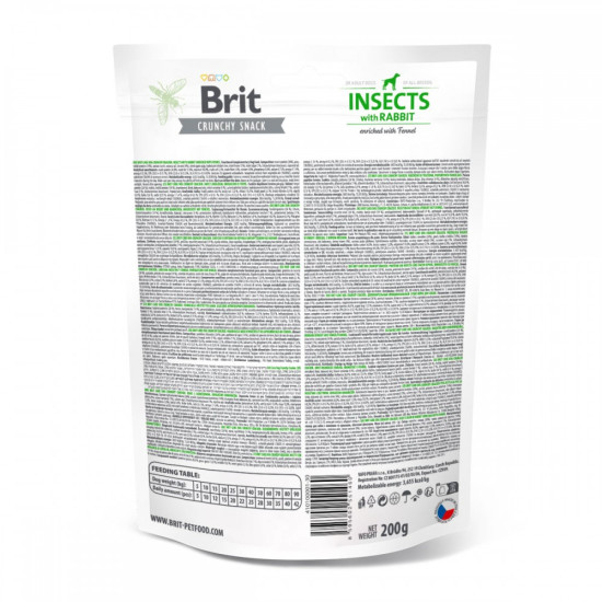 Ласощі Brit Care Dog Crunchy Cracker Insects with Rabbit для собак для міцного імунітету з комахами кроликом і фенхелем 200