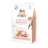 Сухой корм для привередливых кошек Brit Care Cat GF Sensitive HDigestion & Delicate Taste 400 г (индейка и лосось)