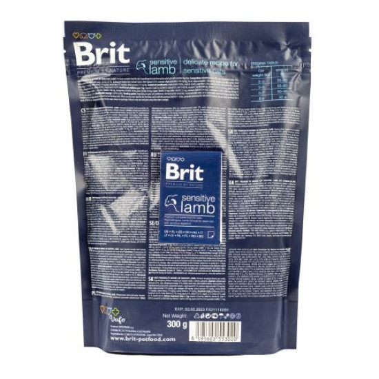 Сухой корм для котов с чувствительным пищеварением Brit Premium by Nature Cat Sensitive 300 г (ягненок)