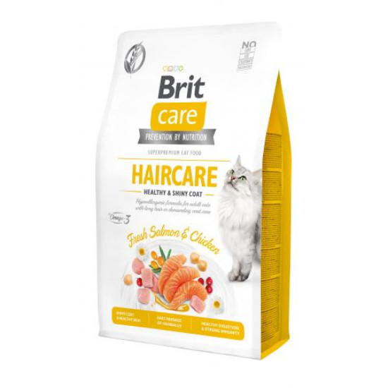 Сухой корм для кошек Brit Care Cat GF Haircare Healthy & Shiny Coat 2 кг (курица и лосось)