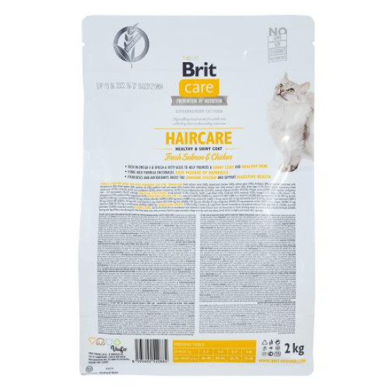 Сухой корм для кошек Brit Care Cat GF Haircare Healthy & Shiny Coat 2 кг (курица и лосось)