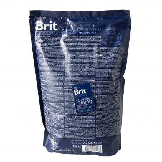 Сухой корм для стерилизованных котов Brit Premium by Nature Cat Sterilized Lamb 1,5 кг (ягненок)