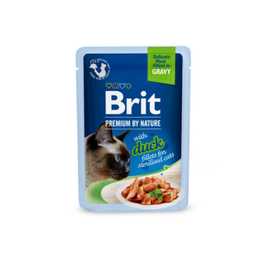 Влажный корм для котов Brit Premium Delicate Fillets in Gravy Duck