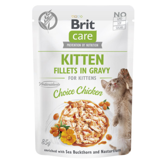 Вологий корм для кошенят Brit Care Cat Fillets in Gravy pouch 85 г (курка в соусі) Вологий корм для кошенят Brit Care Cat Fillets in Gravy pouch 85 г (курка в соусі)