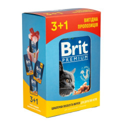 Влажный корм для кошек Brit Premium pouch 4 x 100 г - лосось и форель Влажный корм для кошек Brit Premium pouch 4 x 100 г - лосось и форель