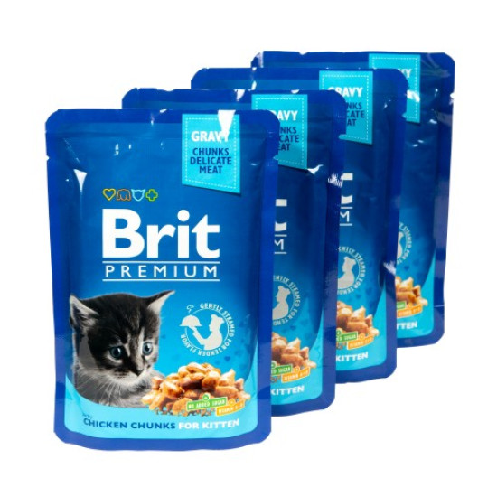 Вологий корм для кошенят Brit Premium pouch 4 x 100 г - курка Вологий корм для кошенят Brit Premium pouch 4 x 100 г - курка