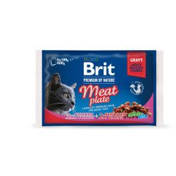 Вологий корм для котів Brit Premium Cat Meat Plate pouches 400 г (асорті з 2 смаків «М'ясна тарілка»)