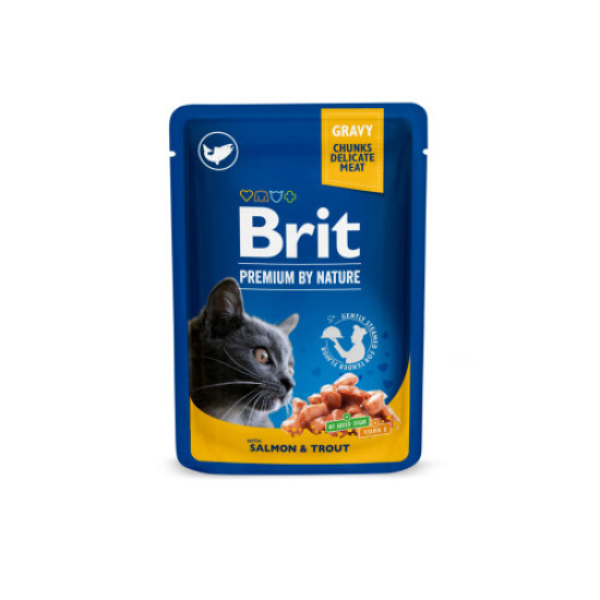 Влажный корм для кошек Brit Premium Cat Fish Plate pouches 400 г (ассорти из 2 вкусов «Рыбная тарелка»)