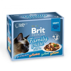 Влажный корм для кошек Brit Premium Cat Family Plate Gravy pouches 1020 г - ассорти из 4 вкусов Семейная тарелка в соусе Влажный корм для кошек Brit Premium Cat Family Plate Gravy pouches 1020 г - ассорти из 4 вкусов Семейная тарелка в соусе