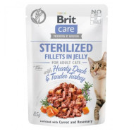 Влажный корм для кастрированных котов Brit Care Adult Sterilised Hearty Duck & Tender Turkey 85 г (утка и индейка в желе)