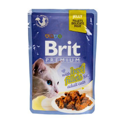 Влажный корм для кошек Brit Premium Cat Beef Fillets Jelly pouch 85 г - филе говядины в желе Влажный корм для кошек Brit Premium Cat Beef Fillets Jelly pouch 85 г - филе говядины в желе