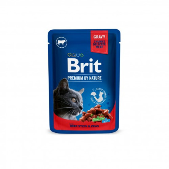 Влажный корм для кошек Brit Premium Cat Beef Stew & Peas pouch 100 г (тушеная говядина и горох)