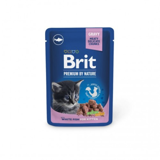 Влажный корм для котят Brit Premium pouch 100 г - белая рыба Влажный корм для котят Brit Premium pouch 100 г - белая рыба