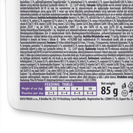 Влажный корм для котов Brit GF VetDiet Gastrointestinal pouch 85 г - ягненок