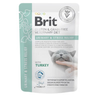 Влажный корм для котов Brit GF VetDiet VetDiet Urinary and Stress Relief pouch 85 г - индейка