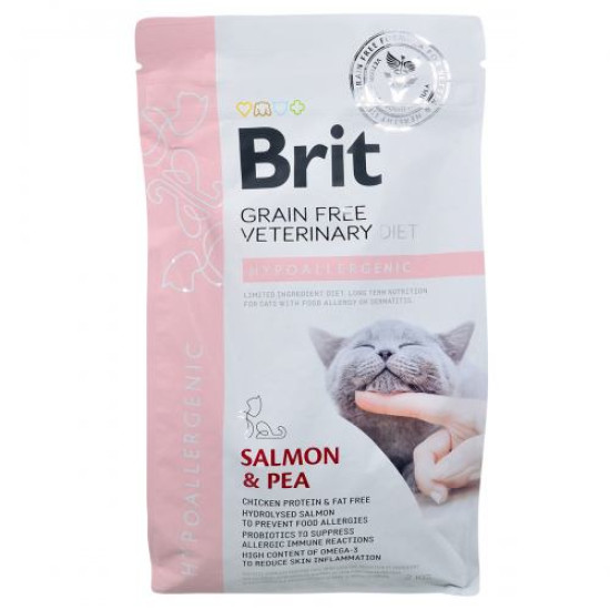 Сухой корм для кошек, при пищевой аллергии Brit GF Veterinary Diet Hypoallergenic 2 кг (лосось)