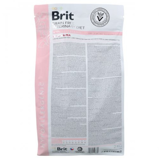 Сухой корм для кошек, при пищевой аллергии Brit GF Veterinary Diet Hypoallergenic 2 кг (лосось)