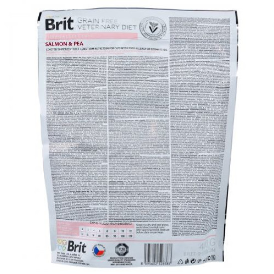 Сухой корм для кошек, при пищевой аллергии Brit GF Veterinary Diet Hypoallergenic 400 г (лосось)