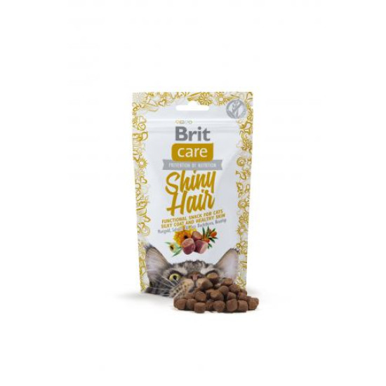 Лакомство для кошек Brit Care Functional Snack Shiny Hair 50 г (для кожи и шерсти)