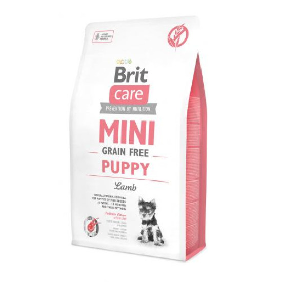 Сухой корм для щенков и молодых собак миниатюрных пород Brit Care Mini GF Puppy Lamb 2 кг (ягненок)