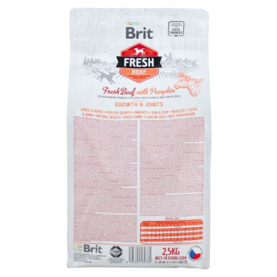 Сухой корм для щенков и молодых собак крупных пород Brit Fresh Beef Pumpkin Puppy Junior Growth & Joints 2,5 кг (говядина) Сухой корм для щенков и молодых собак крупных пород Brit Fresh Beef Pumpkin Puppy Junior Growth & Joints 2,5 кг (говядина)