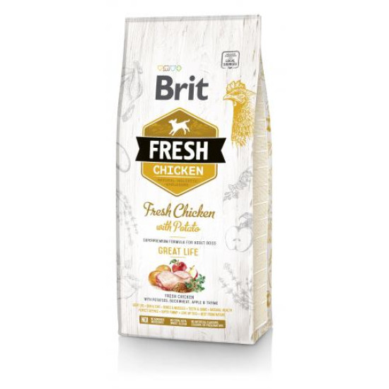 Сухой корм для взрослых собак Brit Fresh Chicken with Potato Great Life 12 кг (курица) Сухой корм для взрослых собак Brit Fresh Chicken with Potato Great Life 12 кг (курица)