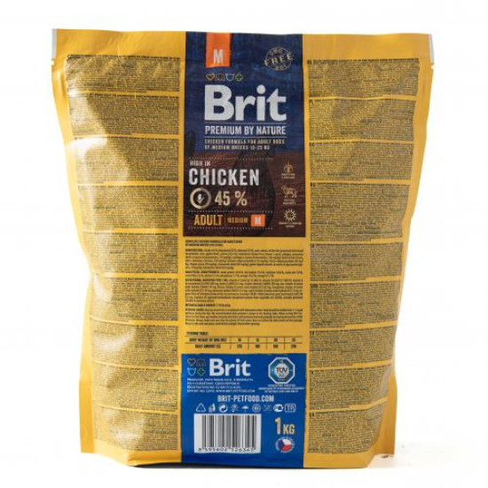 Сухой корм для взрослых собак средних пород (весом от 10 до 25 кг) Brit Premium Adult M 1 кг (курица) Сухой корм для взрослых собак средних пород (весом от 10 до 25 кг) Brit Premium Adult M 1 кг (курица)