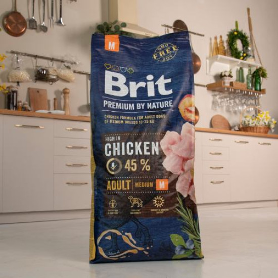 Сухой корм для взрослых собак средних пород (весом от 10 до 25 кг) Brit Premium Adult M 15 кг (курица) Сухой корм для взрослых собак средних пород (весом от 10 до 25 кг) Brit Premium Adult M 15 кг (курица)