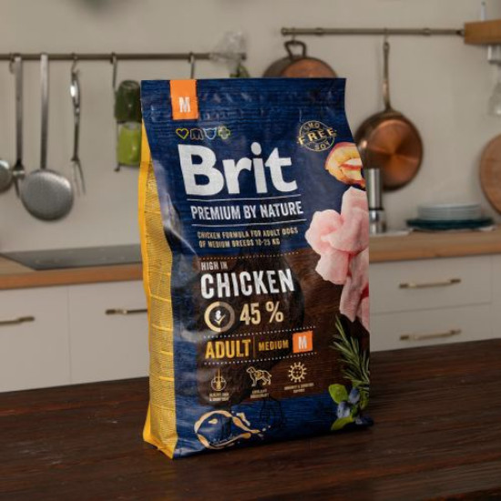 Сухой корм для взрослых собак средних пород (весом от 10 до 25 кг) Brit Premium Adult M 3 кг (курица) Сухой корм для взрослых собак средних пород (весом от 10 до 25 кг) Brit Premium Adult M 3 кг (курица)