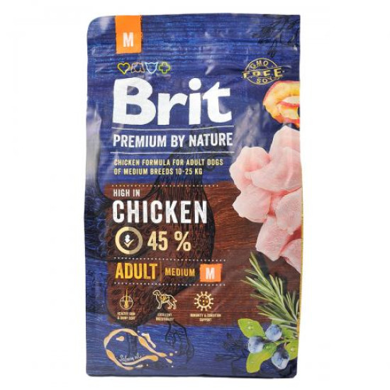 Сухой корм для взрослых собак средних пород (весом от 10 до 25 кг) Brit Premium Adult M 3 кг (курица) Сухой корм для взрослых собак средних пород (весом от 10 до 25 кг) Brit Premium Adult M 3 кг (курица)