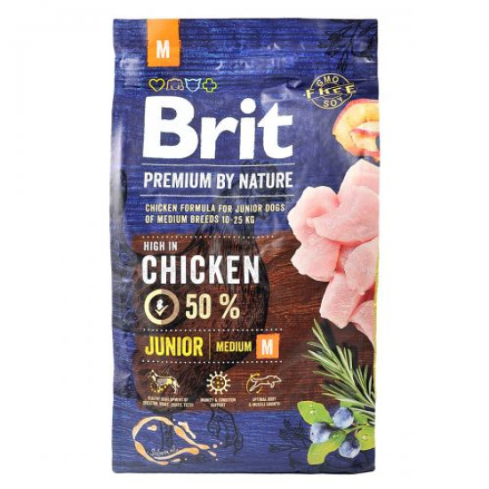 Сухой корм для щенков и молодых собак средних пород (весом от 10 до 25 кг) Brit Premium Junior M 3 кг (курица) Сухой корм для щенков и молодых собак средних пород (весом от 10 до 25 кг) Brit Premium Junior M 3 кг (курица)