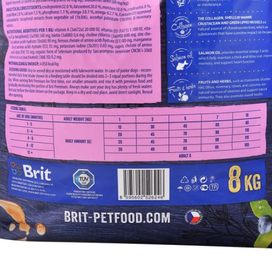 Сухой корм для щенков и молодых собак мелких пород (весом до 10 кг) Brit Premium Junior S 8 кг (курица)
