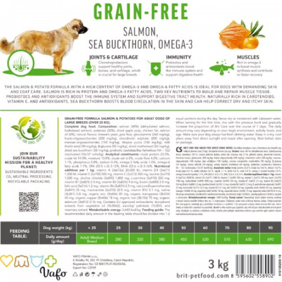 Brit Care Grain-free Adult Large Breed сухой корм для собак 12 кг - лосось