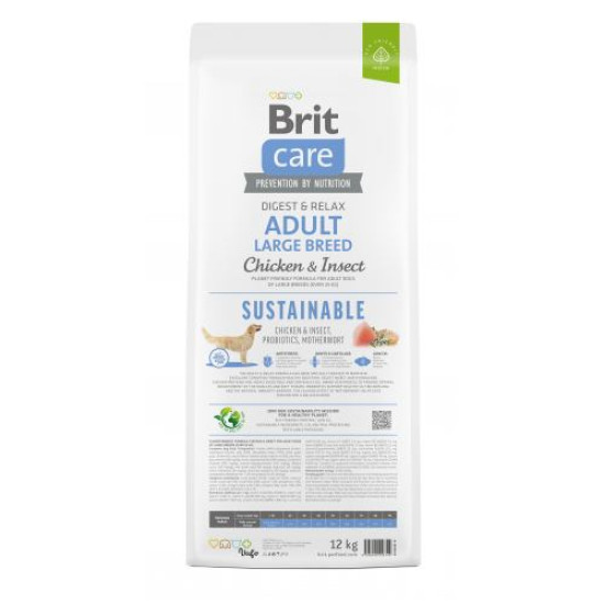 Brit Care Sustainable Adult Large Breed сухой корм для собак 12 кг - курица и насекомые