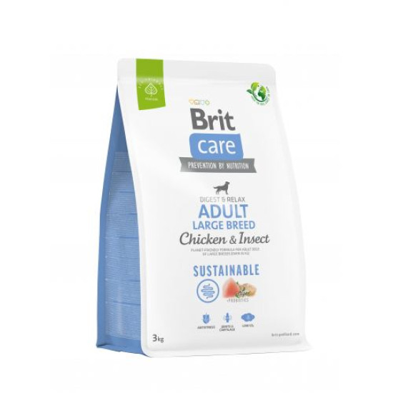 Brit Care Sustainable Adult Large Breed сухой корм для собак 3 кг - курица и насекомые
