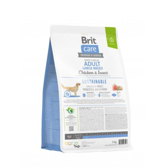 Brit Care Sustainable Adult Large Breed сухой корм для собак 3 кг - курица и насекомые