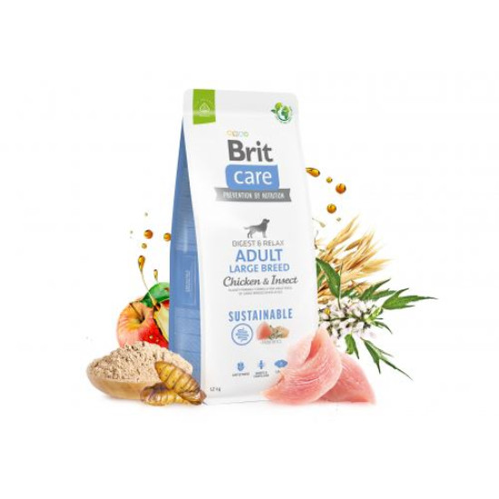 Brit Care Sustainable Adult Large Breed сухой корм для собак 3 кг - курица и насекомые