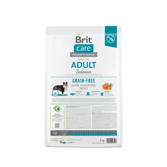 Сухой корм Brit для взрослых собак малых и средних пород Care Grain-free Adult для собак 3 кг (лосось)