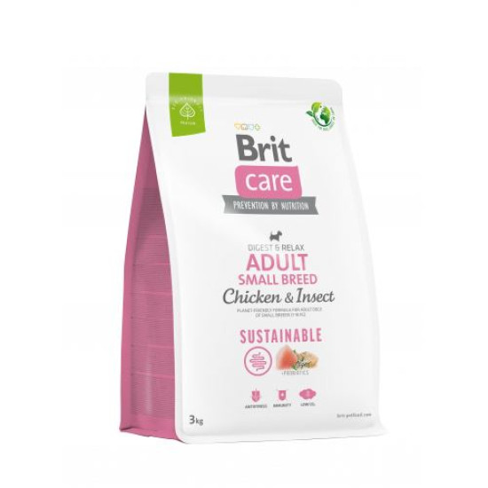 Сухой корм для собак малых пород Brit Care Dog Sustainable 3 кг (курица и насекомые)