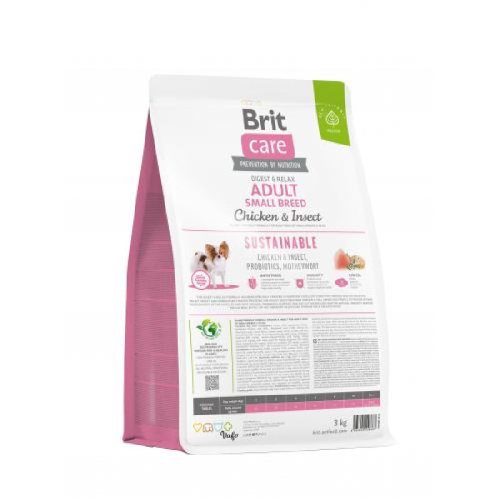 Сухой корм для собак малых пород Brit Care Dog Sustainable 3 кг (курица и насекомые)