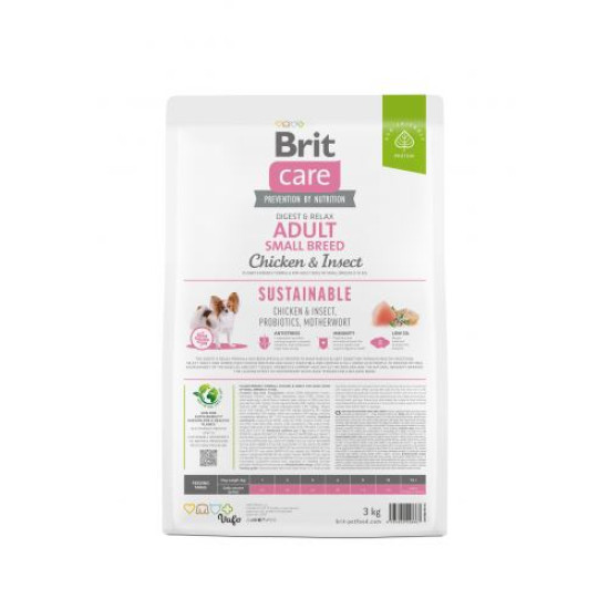 Сухой корм для собак малых пород Brit Care Dog Sustainable 3 кг (курица и насекомые)