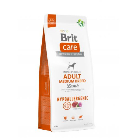 Сухой корм для собак средних пород Brit Care Hypoallergenic Medium Breed Adult 12 кг (ягненок)