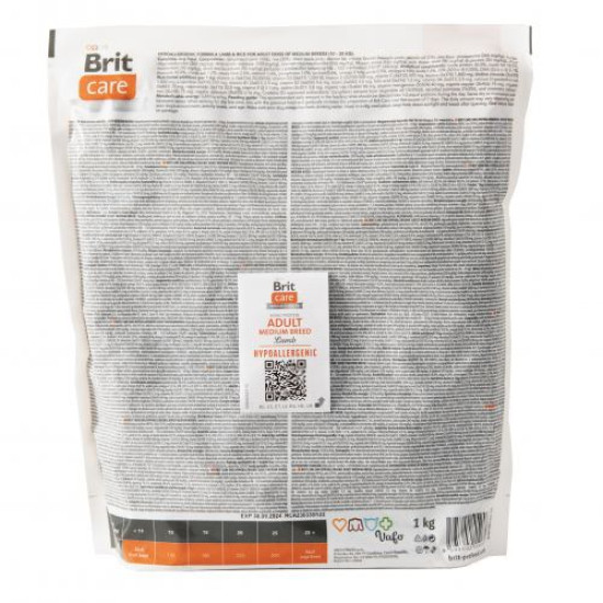 Brit Care Hypoallergenic Medium Breed Adult сухой корм для собак 1 кг - ягненок