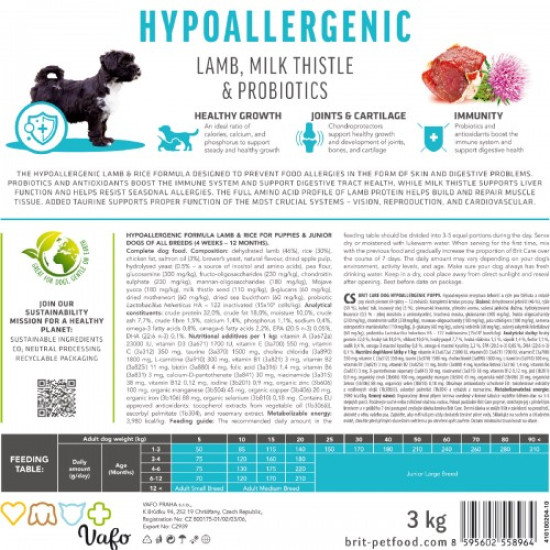 Сухой корм для щенков всех пород гипоаллергенный Brit Care Hypoallergenic Puppy (ягненок) 1 кг