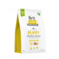 Сухой корм для щенков всех пород Brit Care Sustainable Puppy  3 кг (курица и насекомые)