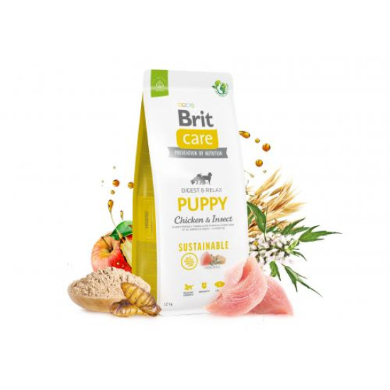 Сухой корм для щенков всех пород Brit Care Sustainable Puppy  3 кг (курица и насекомые)