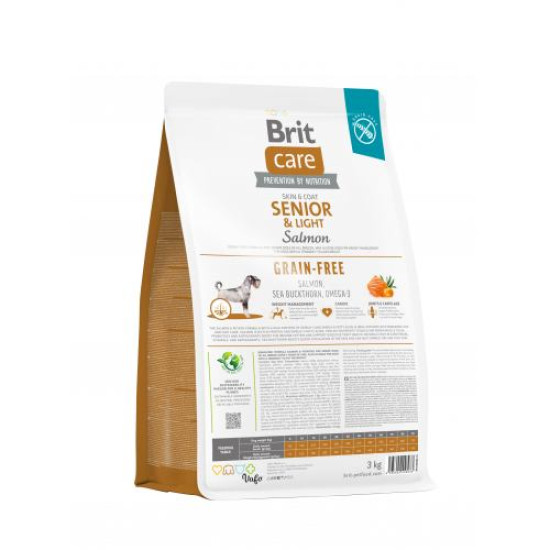 Brit Care Grain-free Senior&Light сухой корм для собак 3 кг - лосось