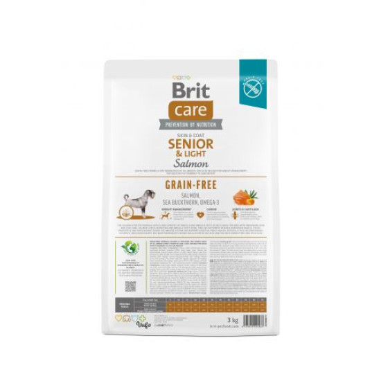 Brit Care Grain-free Senior&Light сухой корм для собак 3 кг - лосось